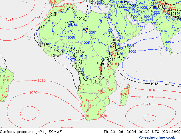 Luchtdruk (Grond) ECMWF do 20.06.2024 00 UTC