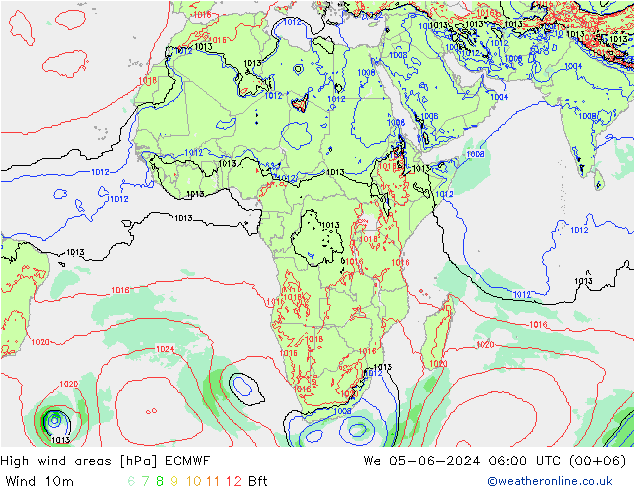 High wind areas ECMWF We 05.06.2024 06 UTC