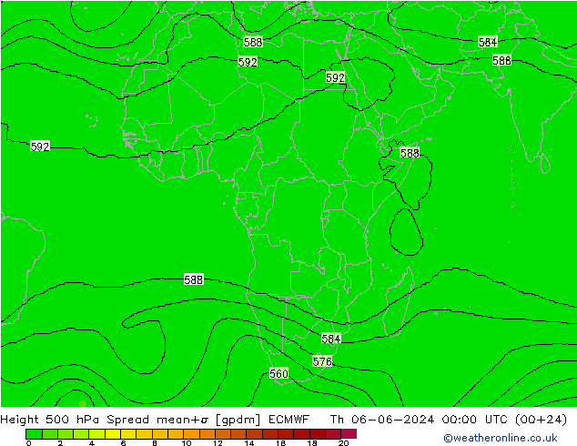 500 hPa Yüksekliği Spread ECMWF Per 06.06.2024 00 UTC