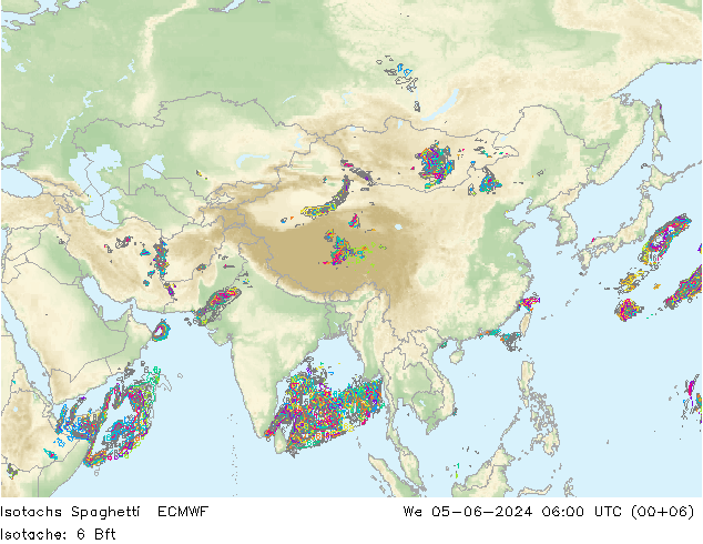 Isotachs Spaghetti ECMWF mer 05.06.2024 06 UTC