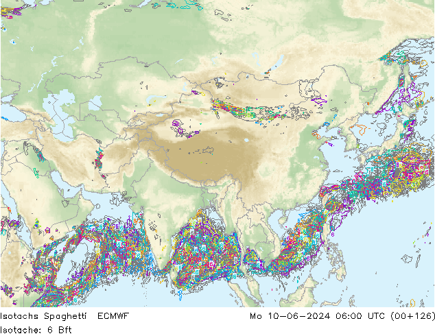 Eşrüzgar Hızları Spaghetti ECMWF Pzt 10.06.2024 06 UTC