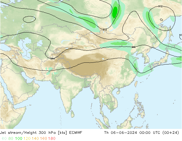 Jet stream ECMWF Qui 06.06.2024 00 UTC