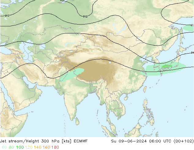 Jet stream/Height 300 hPa ECMWF Ne 09.06.2024 06 UTC