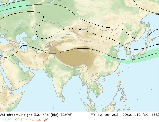 Corrente a getto ECMWF mer 12.06.2024 00 UTC