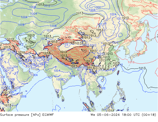 Pressione al suolo ECMWF mer 05.06.2024 18 UTC