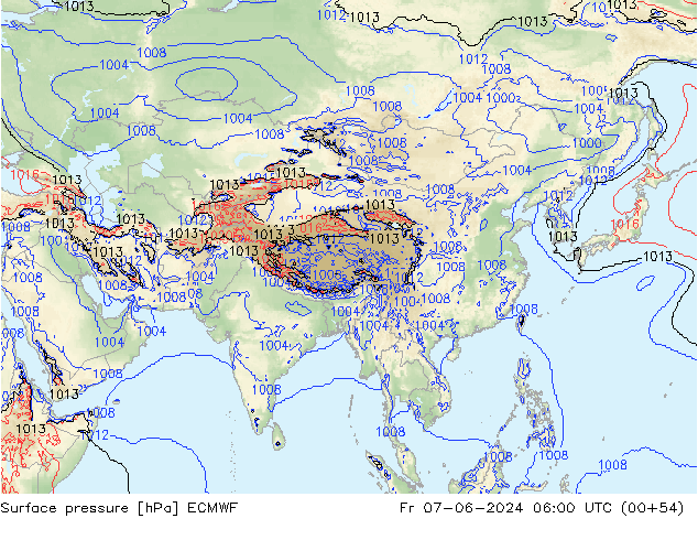 Surface pressure ECMWF Fr 07.06.2024 06 UTC