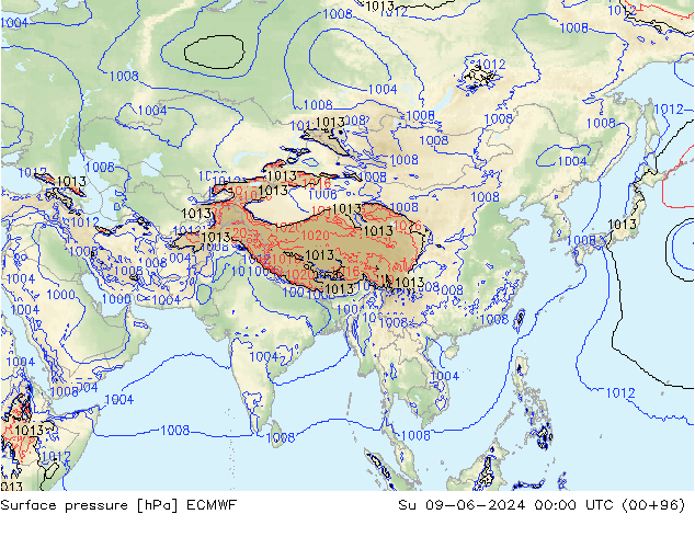 ciśnienie ECMWF nie. 09.06.2024 00 UTC