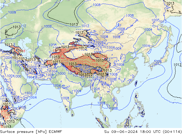 Luchtdruk (Grond) ECMWF zo 09.06.2024 18 UTC