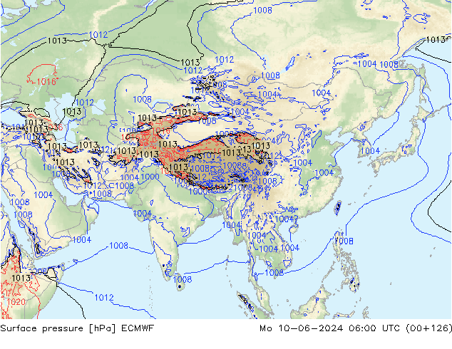 Yer basıncı ECMWF Pzt 10.06.2024 06 UTC