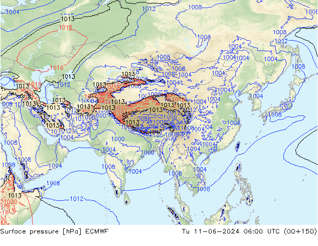 pressão do solo ECMWF Ter 11.06.2024 06 UTC