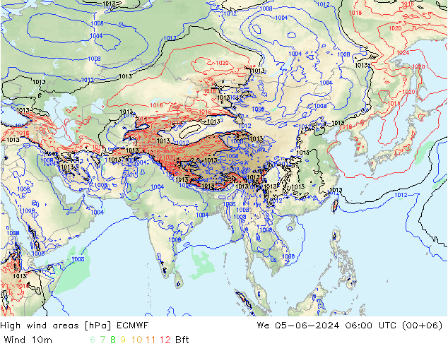 High wind areas ECMWF We 05.06.2024 06 UTC