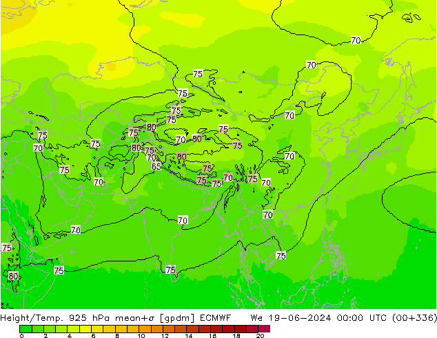 Height/Temp. 925 hPa ECMWF St 19.06.2024 00 UTC