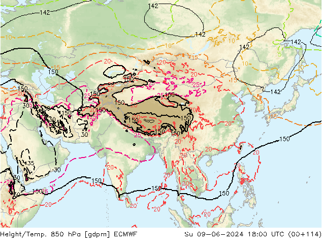 Height/Temp. 850 hPa ECMWF Dom 09.06.2024 18 UTC