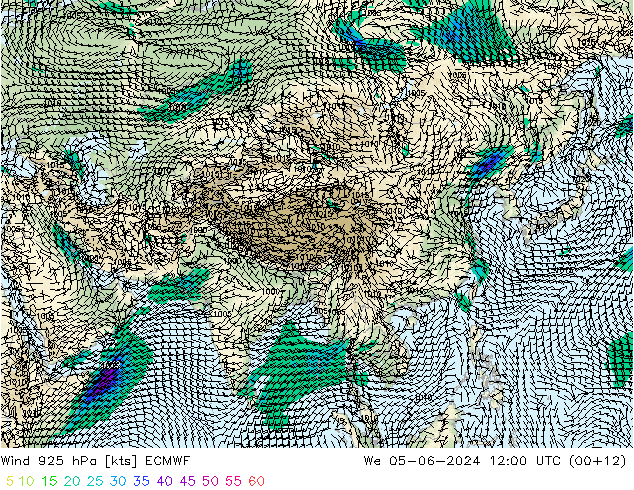 Wind 925 hPa ECMWF wo 05.06.2024 12 UTC