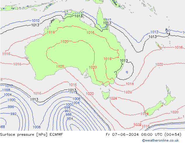 Surface pressure ECMWF Fr 07.06.2024 06 UTC