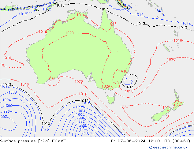 Pressione al suolo ECMWF ven 07.06.2024 12 UTC