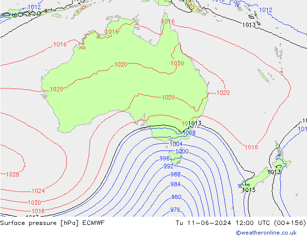 Yer basıncı ECMWF Sa 11.06.2024 12 UTC