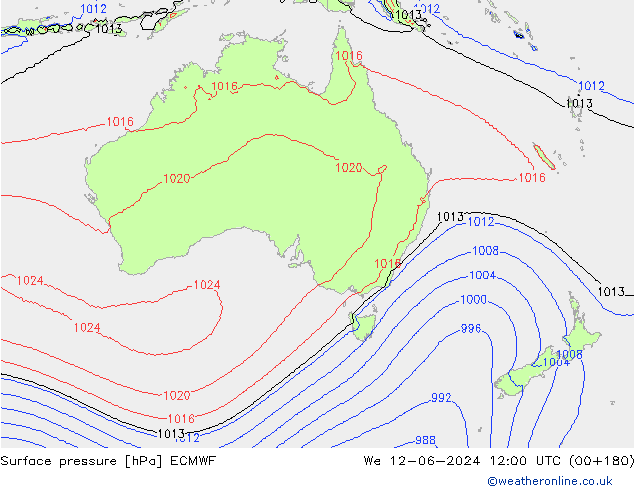 pression de l'air ECMWF mer 12.06.2024 12 UTC