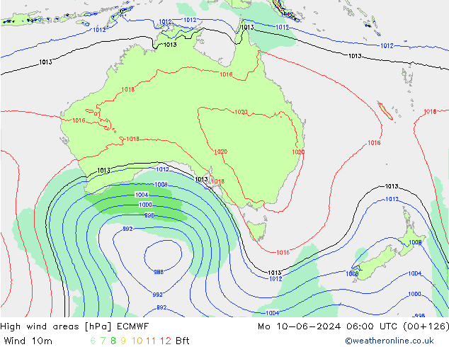 High wind areas ECMWF lun 10.06.2024 06 UTC