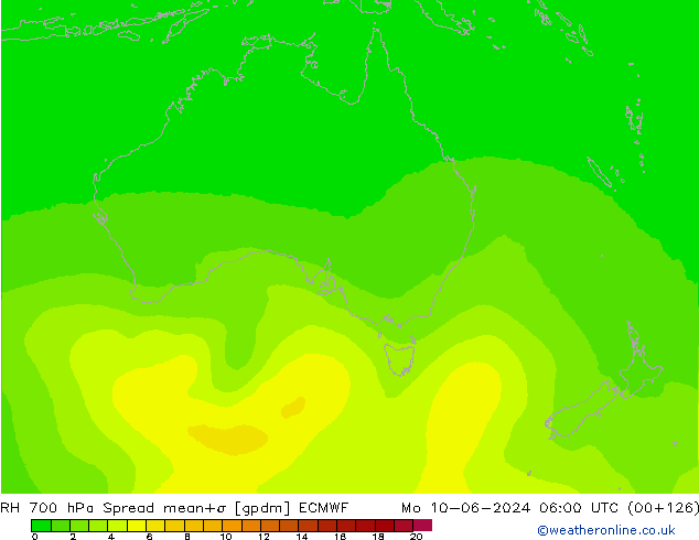 700 hPa Nispi Nem Spread ECMWF Pzt 10.06.2024 06 UTC