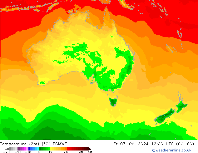 température (2m) ECMWF ven 07.06.2024 12 UTC