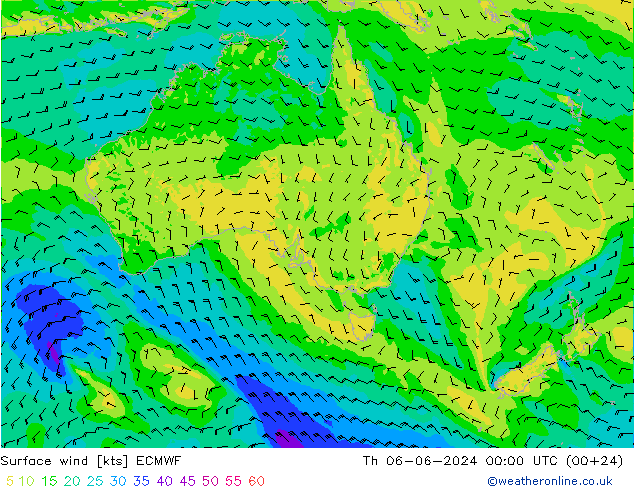 Viento 10 m ECMWF jue 06.06.2024 00 UTC