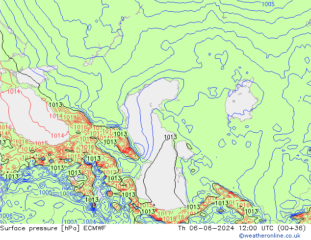 Surface pressure ECMWF Th 06.06.2024 12 UTC