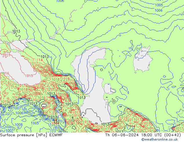 Luchtdruk (Grond) ECMWF do 06.06.2024 18 UTC