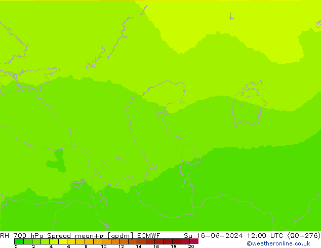 RH 700 hPa Spread ECMWF  16.06.2024 12 UTC