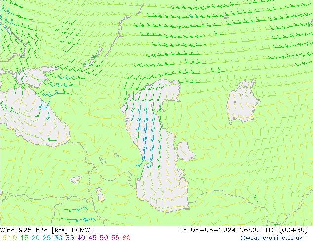 Wind 925 hPa ECMWF Th 06.06.2024 06 UTC