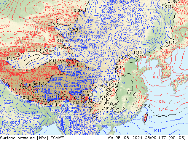 地面气压 ECMWF 星期三 05.06.2024 06 UTC