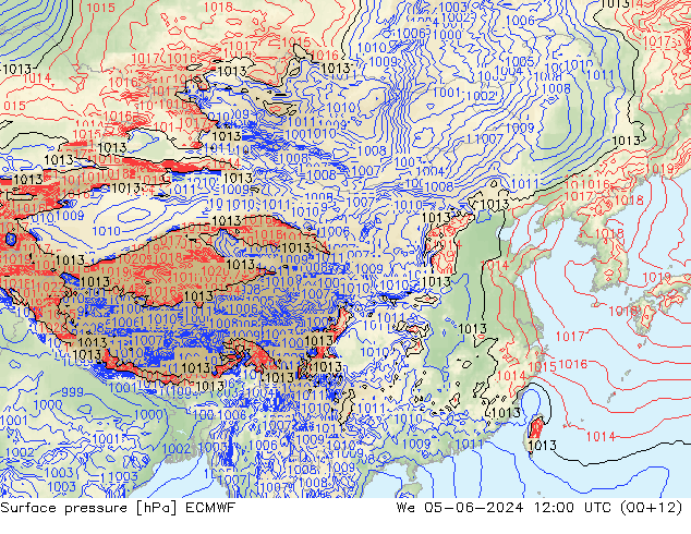 地面气压 ECMWF 星期三 05.06.2024 12 UTC