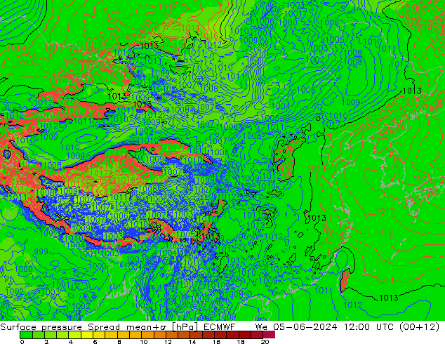 地面气压 Spread ECMWF 星期三 05.06.2024 12 UTC