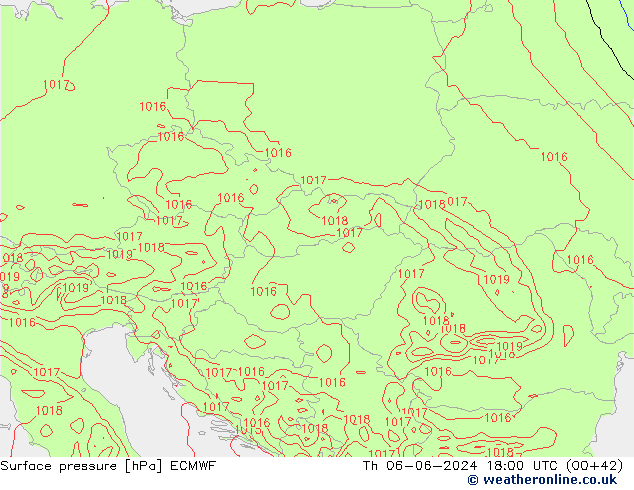 pressão do solo ECMWF Qui 06.06.2024 18 UTC