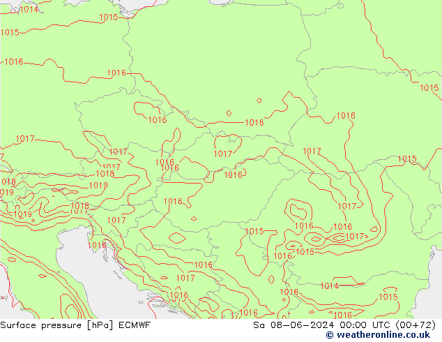 Surface pressure ECMWF Sa 08.06.2024 00 UTC