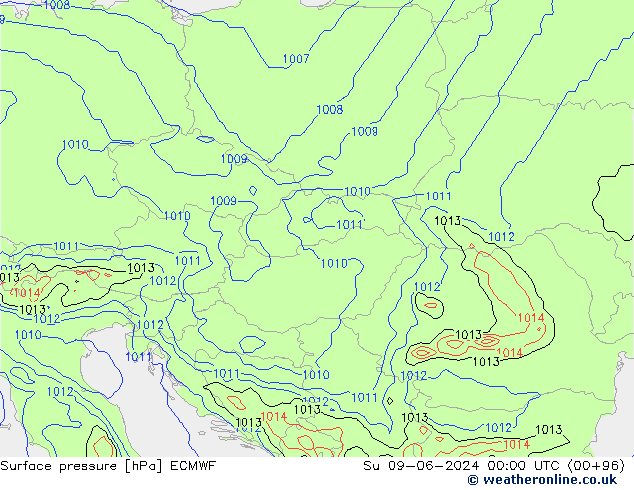 Surface pressure ECMWF Su 09.06.2024 00 UTC