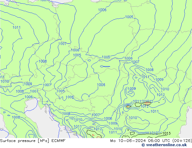 приземное давление ECMWF пн 10.06.2024 06 UTC