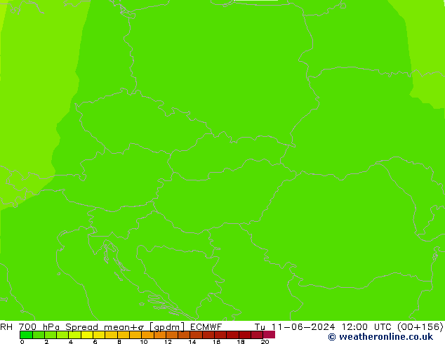 RH 700 hPa Spread ECMWF mar 11.06.2024 12 UTC