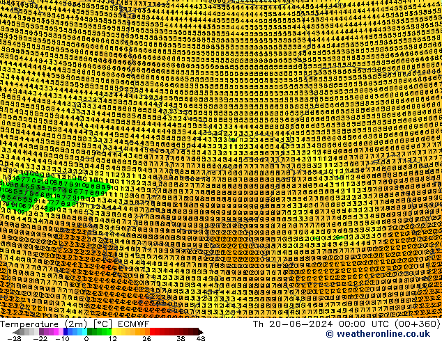 Sıcaklık Haritası (2m) ECMWF Per 20.06.2024 00 UTC