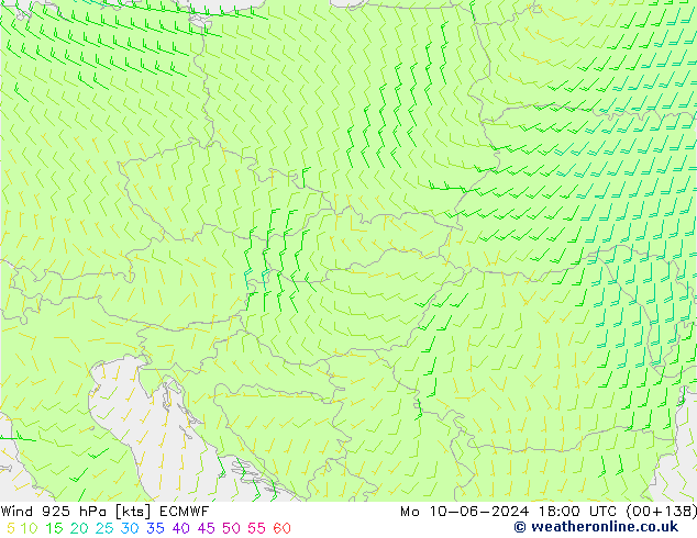 Wind 925 hPa ECMWF Po 10.06.2024 18 UTC