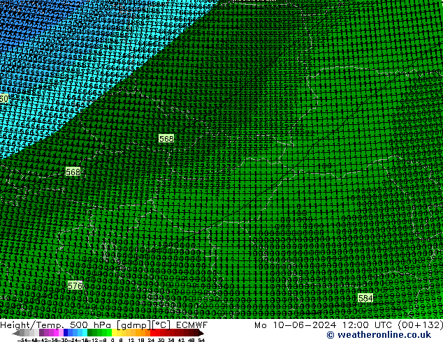 Hoogte/Temp. 500 hPa ECMWF ma 10.06.2024 12 UTC