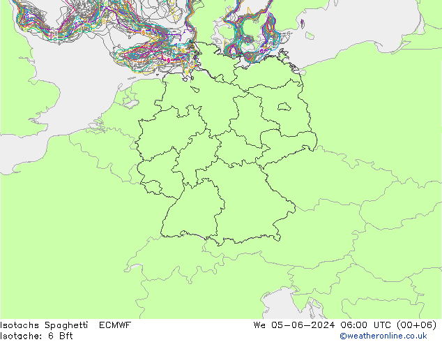 Isotachen Spaghetti ECMWF Mi 05.06.2024 06 UTC