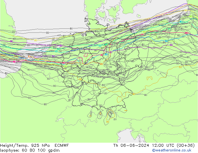 Height/Temp. 925 гПа ECMWF чт 06.06.2024 12 UTC