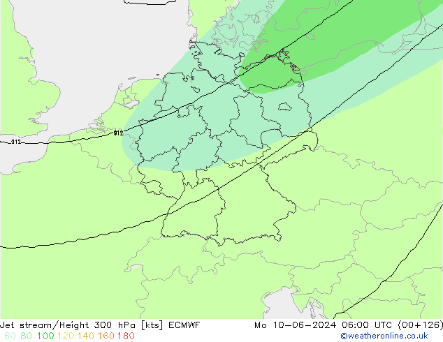 Jet stream/Height 300 hPa ECMWF Mo 10.06.2024 06 UTC