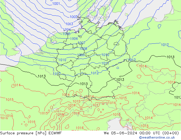 Atmosférický tlak ECMWF St 05.06.2024 00 UTC