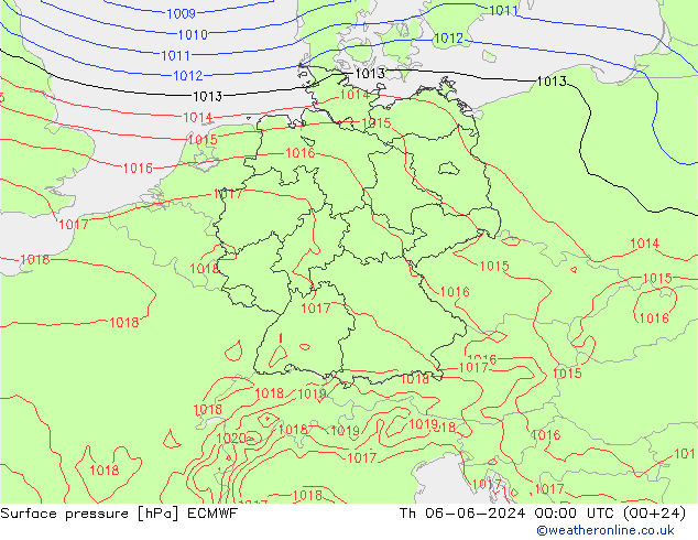 Atmosférický tlak ECMWF Čt 06.06.2024 00 UTC