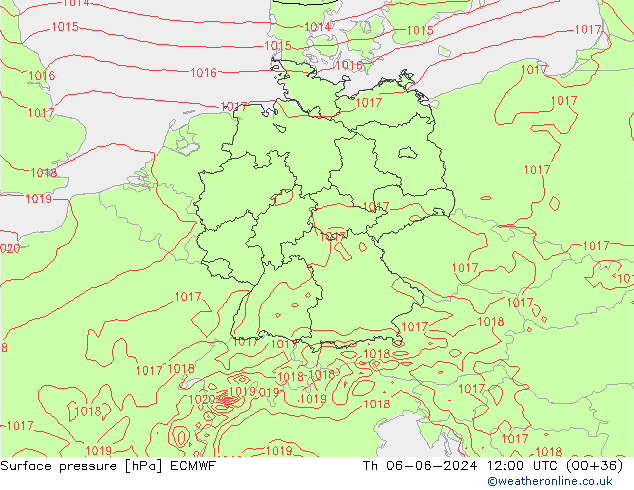 ciśnienie ECMWF czw. 06.06.2024 12 UTC