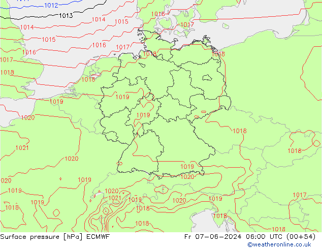 Luchtdruk (Grond) ECMWF vr 07.06.2024 06 UTC