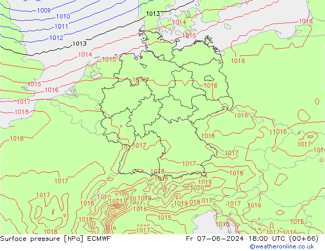 Surface pressure ECMWF Fr 07.06.2024 18 UTC