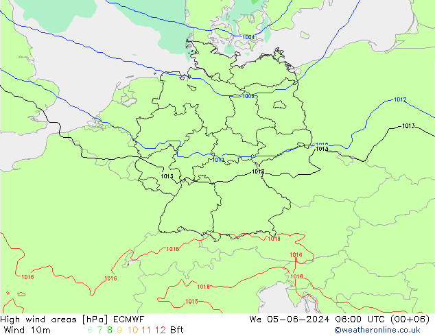 High wind areas ECMWF mer 05.06.2024 06 UTC